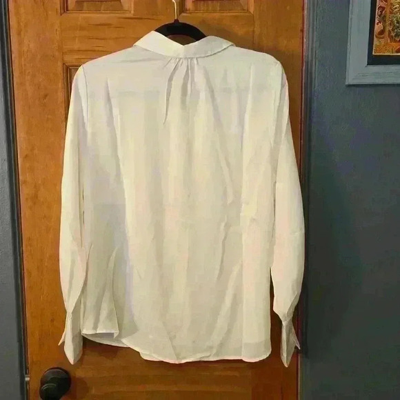 White Satin Button Down - Picture 6 of 6